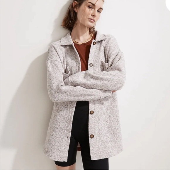 Madewell (Re)sourced Sweater Fleece Shirt Jacket Pale Thistle Pink Sz S NEW - Picture 1 of 13